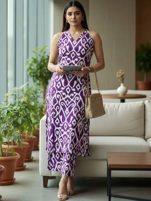 Women Ethnic Motifs Printed Regular Pure Cotton Kurta with Trousers 1