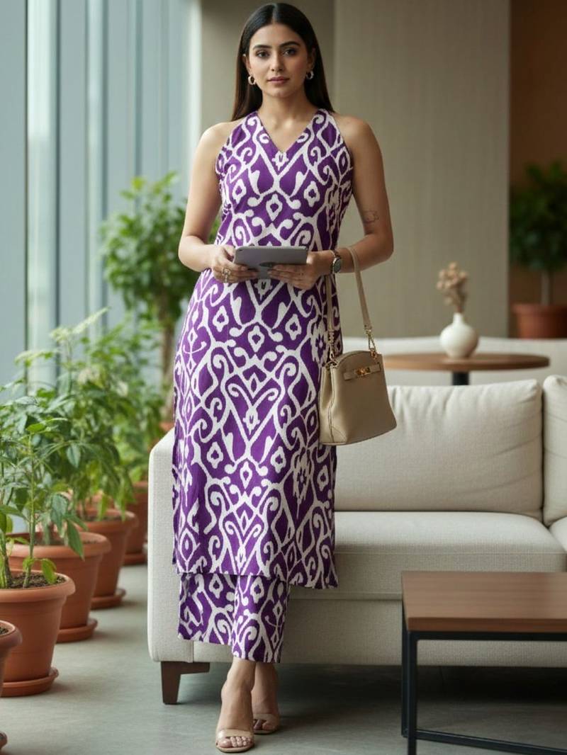 Women Ethnic Motifs Printed Regular Pure Cotton Kurta with Trousers