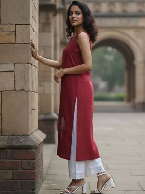 Women Ethnic Motifs Embroidered Regular Thread Work Kurta with Trousers 4
