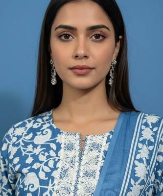 Women Ethnic Motifs Printed Regular Thread Work Kurta with Trousers & With Dupatta 2