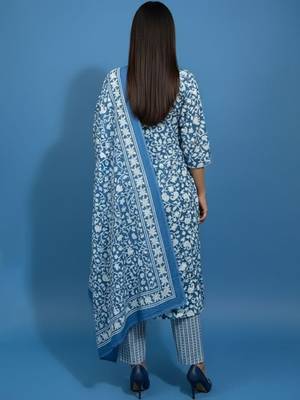 Women Ethnic Motifs Printed Regular Thread Work Kurta with Trousers & With Dupatta 3