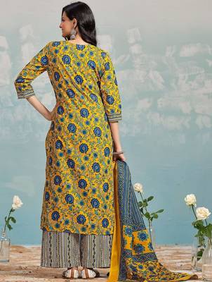 Women Floral Printed Regular Kurta with Palazzos & With Dupatta 5