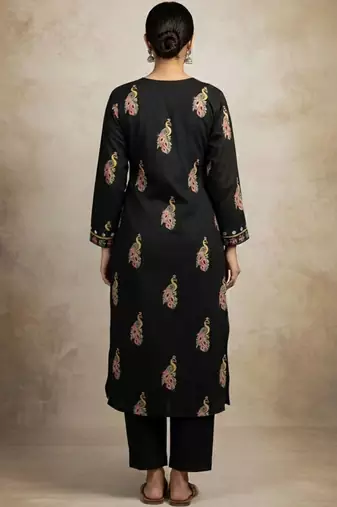 Women Ethnic Motifs Printed Regular Mirror Work Pure Cotton Kurta with Trousers & With Dupatta