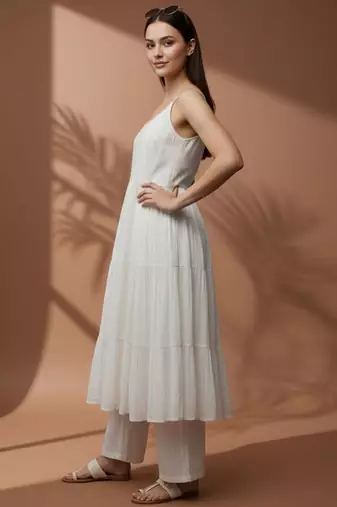 Women Tiered Kurti with Trousers