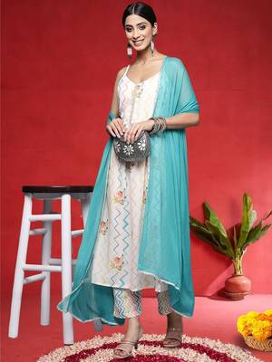 Women Ethnic Motifs Printed Regular Kurta with Trousers & With Dupatta 6