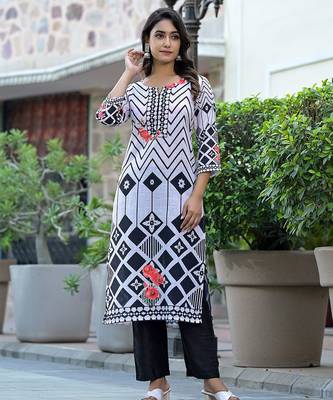 Women Printed Regular Kurta with Trousers & With Dupatta 1