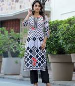 Women Printed Regular Kurta with Trousers & With Dupatta