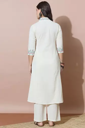 Women Ethnic Motifs Embroidered Regular Thread Work Kurta with Trousers