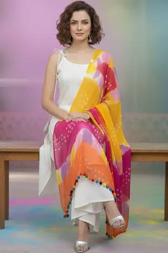 Women Regular Kurta with Palazzos & With Dupatta