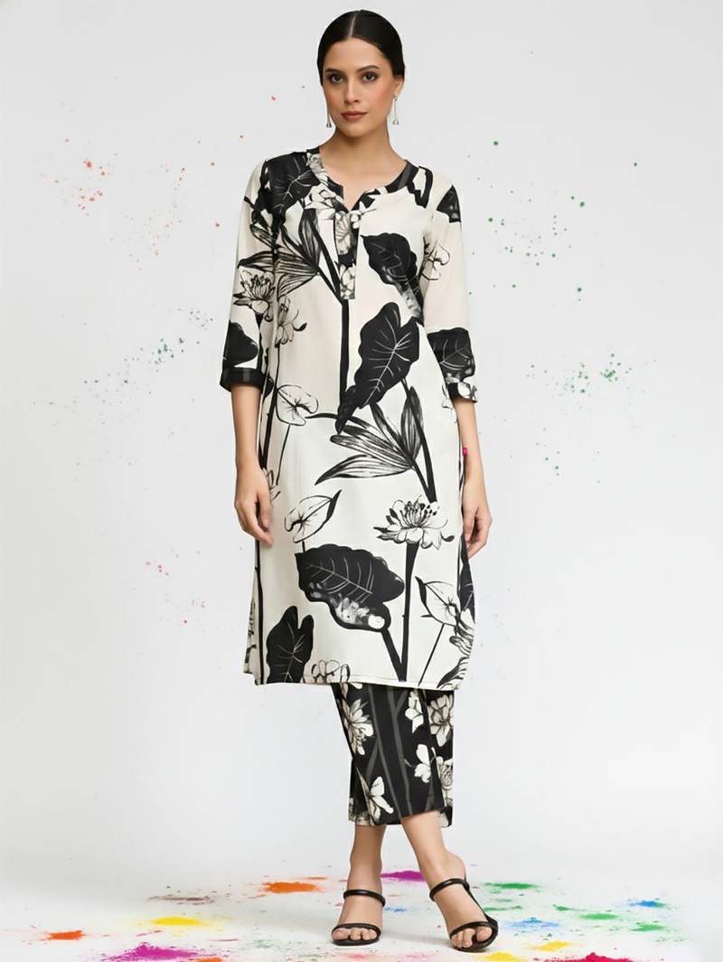 Women Floral Printed Regular Pure Cotton Kurta with Trousers