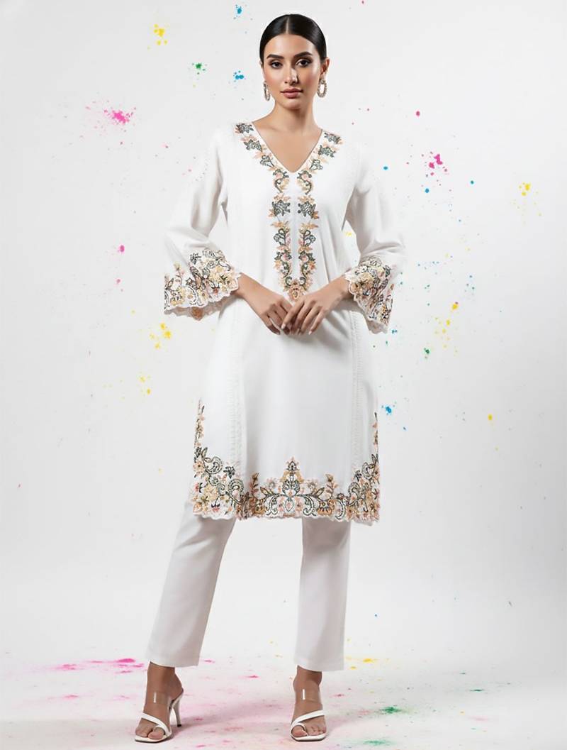 Women Ethnic Motifs Embroidered Regular Thread Work Pure Cotton Kurta with Trousers