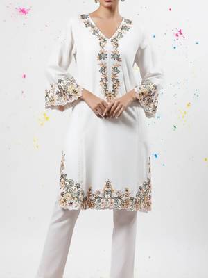Women Ethnic Motifs Embroidered Regular Thread Work Pure Cotton Kurta with Trousers 2