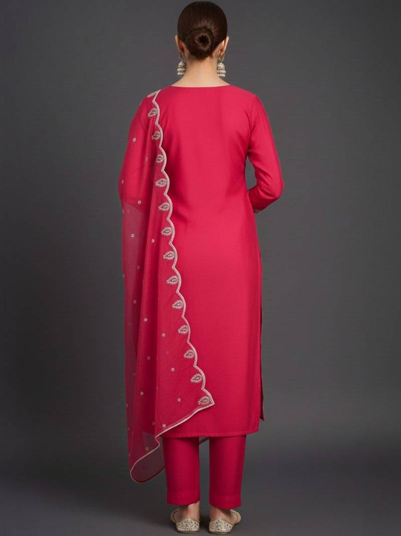 Women Ethnic Motifs Embroidered Regular Thread Work Kurta with Trousers & With Dupatta