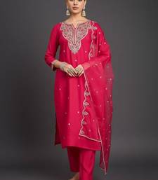 Women Ethnic Motifs Embroidered Regular Thread Work Kurta with Trousers & With Dupatta