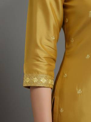 Women Ethnic Motifs Embroidered Regular Thread Work Silk Crepe Kurta with Palazzos & With Dupatta 7