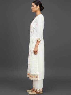 Women Ethnic Motifs Embroidered Regular Thread Work Kurta with Trousers & With Dupatta 3