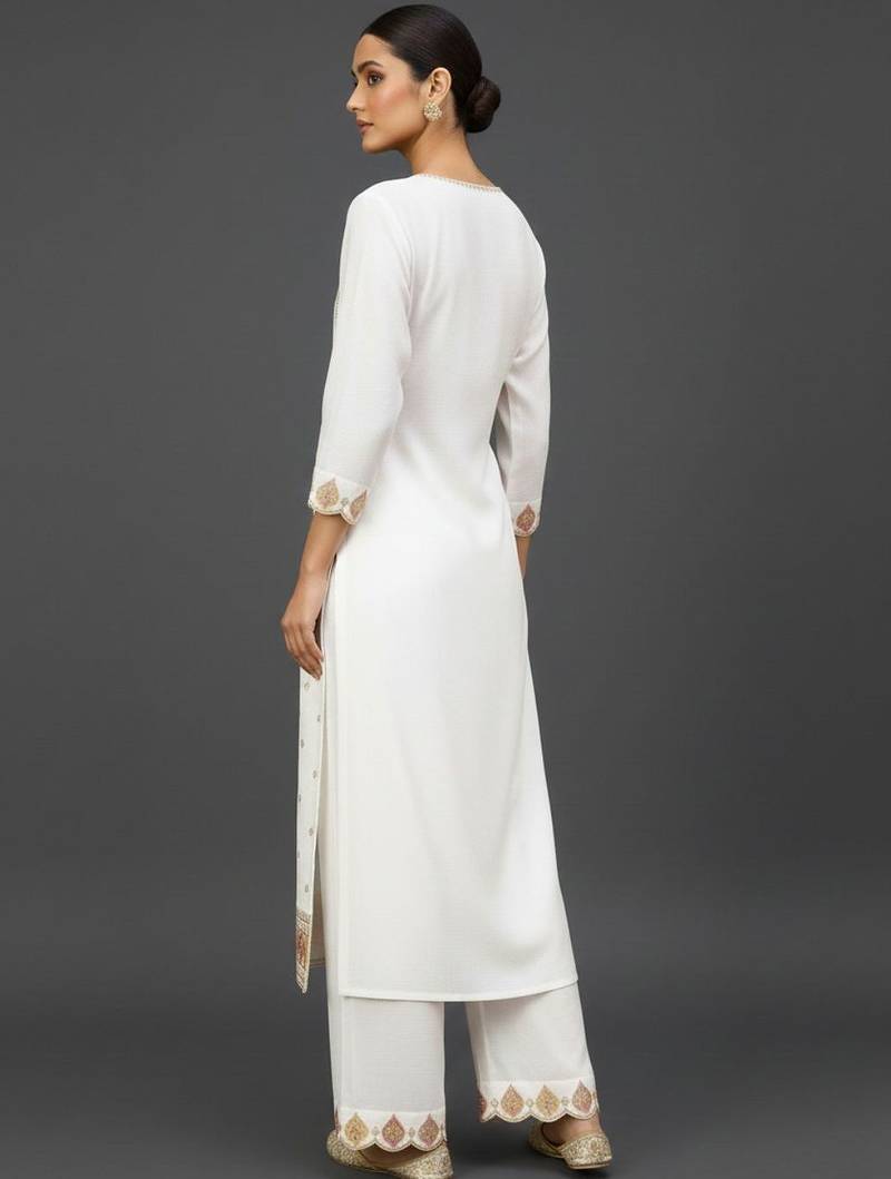 Women Ethnic Motifs Embroidered Regular Thread Work Kurta with Trousers & With Dupatta
