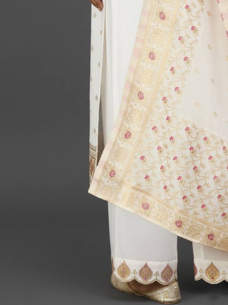 Women Ethnic Motifs Embroidered Regular Thread Work Kurta with Trousers & With Dupatta