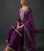 Women Ethnic Motifs Embroidered Regular Thread Work Kurta with Sharara & With Dupatta