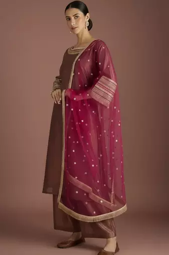 Women Regular Thread Work Kurta with Palazzos & With Dupatta