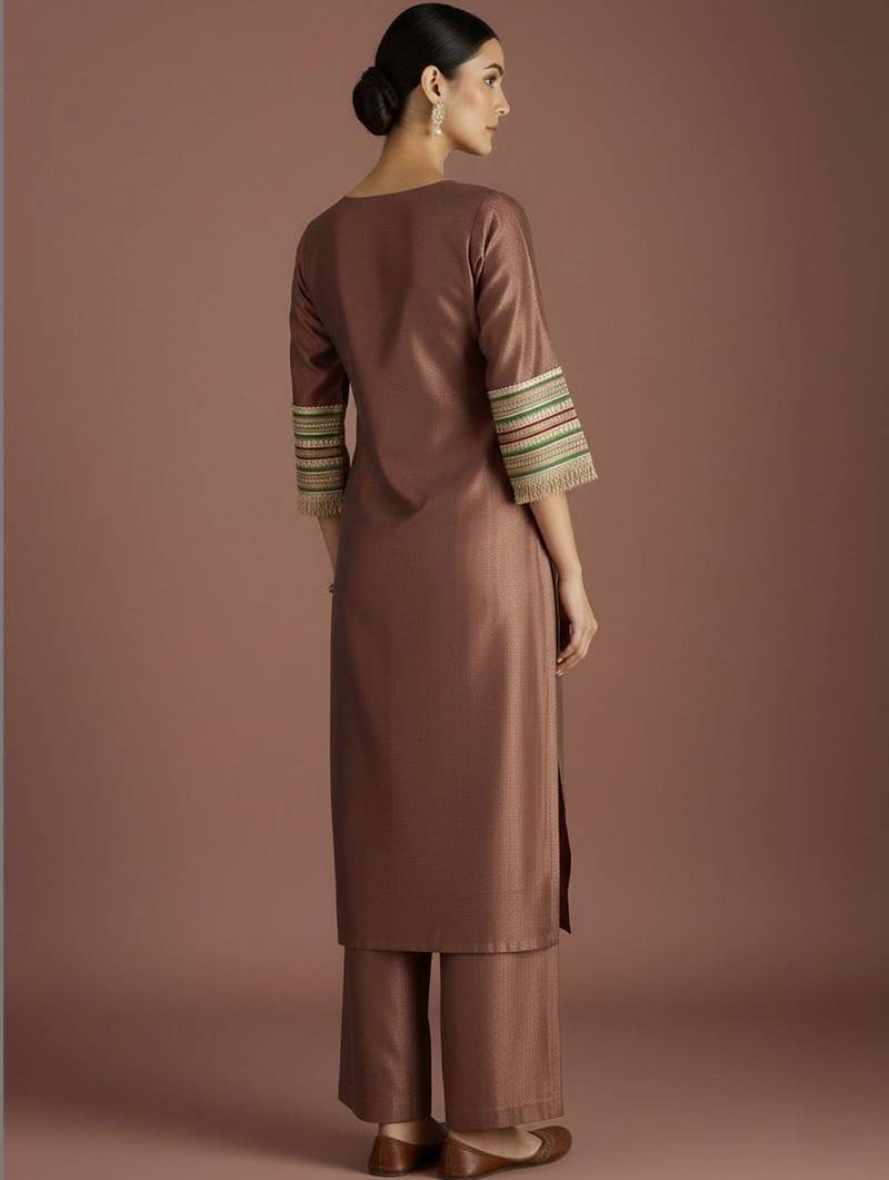 Women Regular Thread Work Kurta with Palazzos & With Dupatta