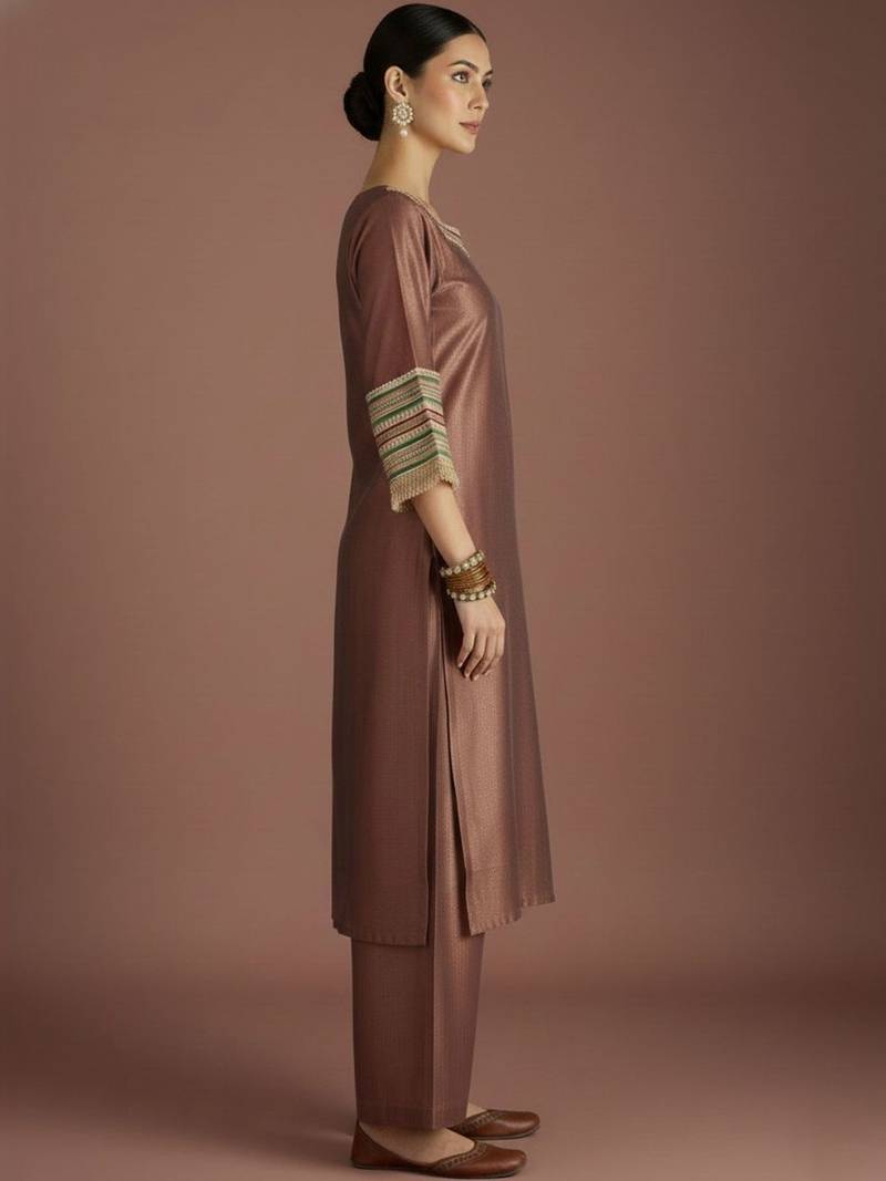 Women Regular Thread Work Kurta with Palazzos & With Dupatta