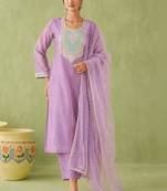 Women Ethnic Motifs Regular Kurta with Trousers & With Dupatta