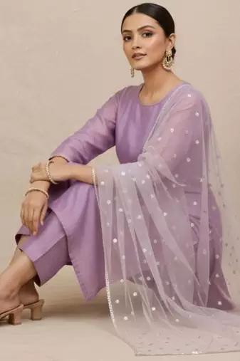 Women Ethnic Motifs Regular Kurta with Trousers & With Dupatta