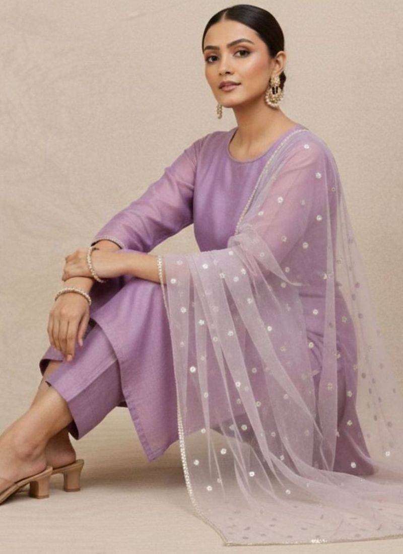 Women Ethnic Motifs Regular Kurta with Trousers & With Dupatta