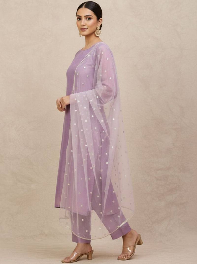 Women Ethnic Motifs Regular Kurta with Trousers & With Dupatta