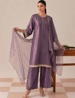 Women Regular Sequinned Kurta with Palazzos & With Dupatta 1