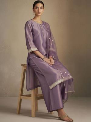Women Regular Sequinned Kurta with Palazzos & With Dupatta 3
