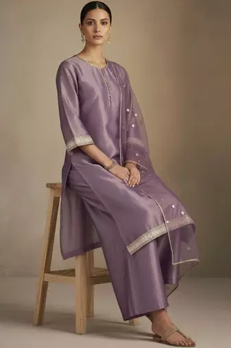 Women Regular Sequinned Kurta with Palazzos & With Dupatta