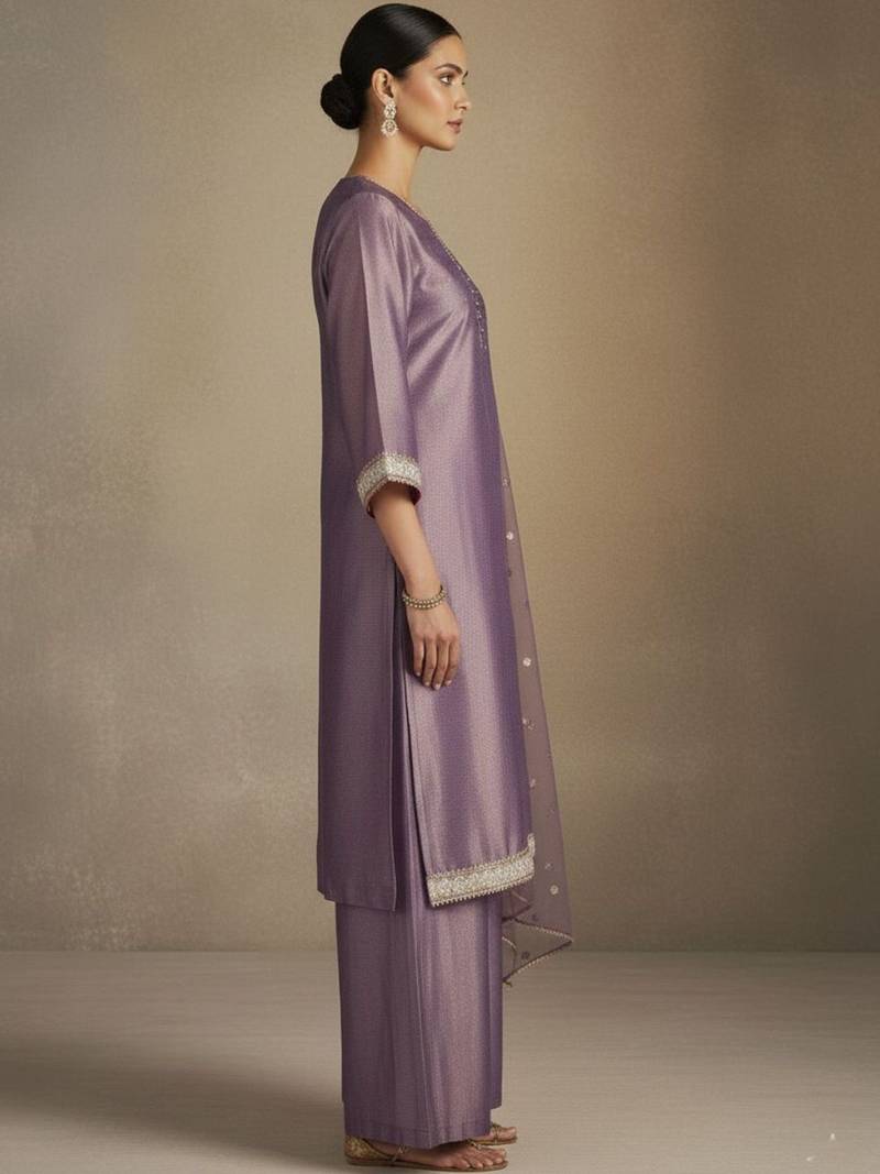 Women Regular Sequinned Kurta with Palazzos & With Dupatta