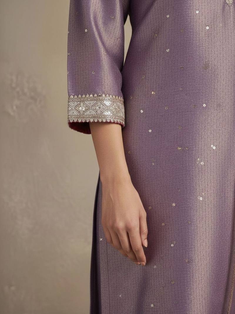 Women Regular Sequinned Kurta with Palazzos & With Dupatta