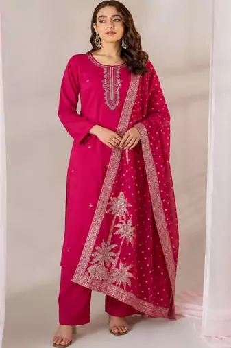 Women Ethnic Motifs Embroidered Regular Thread Work Kurta with Trousers & With Dupatta