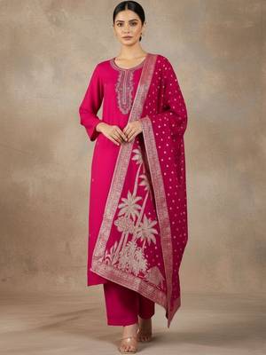 Women Ethnic Motifs Embroidered Regular Thread Work Kurta with Trousers & With Dupatta 2