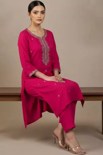 Women Ethnic Motifs Embroidered Regular Thread Work Kurta with Trousers & With Dupatta