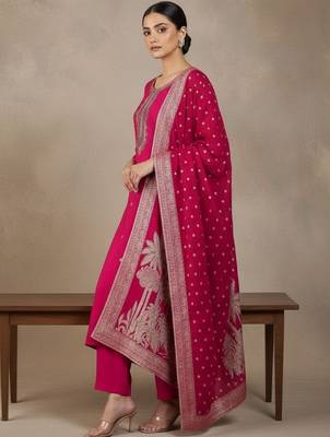 Women Ethnic Motifs Embroidered Regular Thread Work Kurta with Trousers & With Dupatta 6