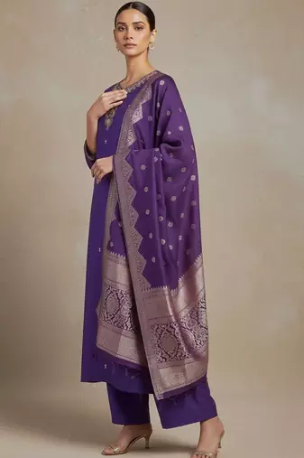Women Ethnic Motifs Embroidered Regular Beads and Stones Kurta with Trousers & With Dupatta