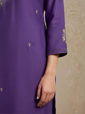 Women Ethnic Motifs Embroidered Regular Beads and Stones Kurta with Trousers & With Dupatta 3