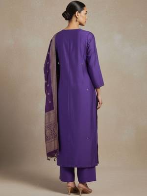 Women Ethnic Motifs Embroidered Regular Beads and Stones Kurta with Trousers & With Dupatta 5