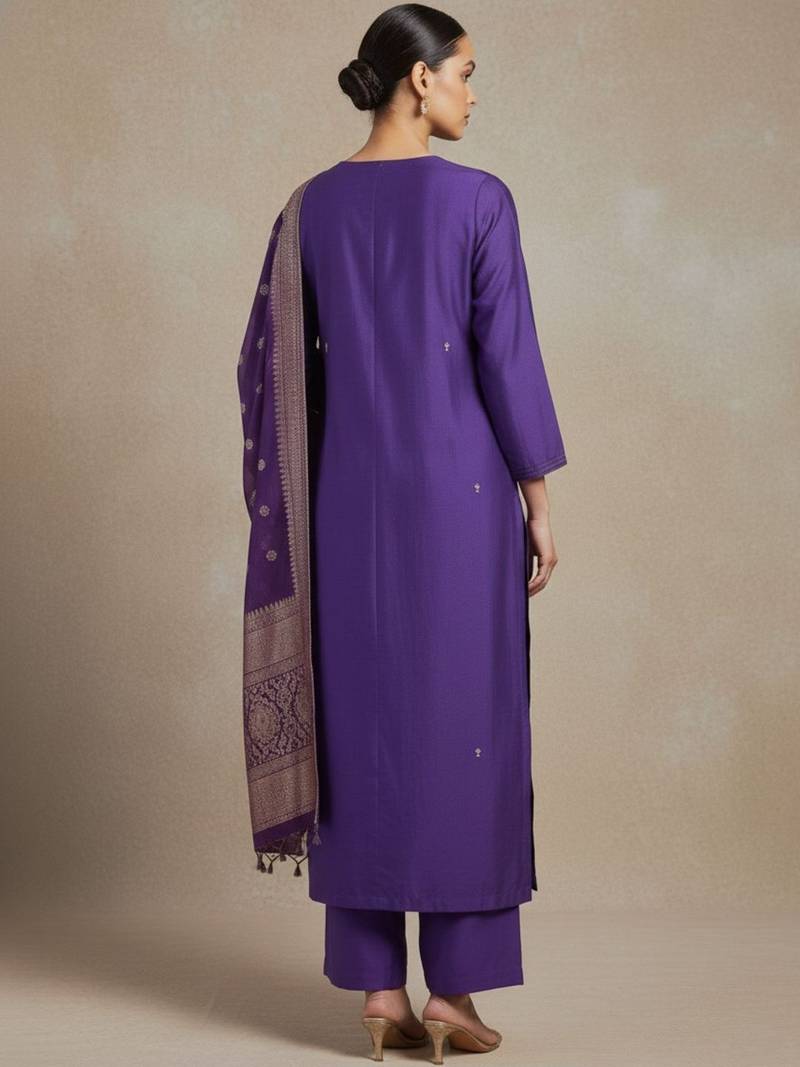 Women Ethnic Motifs Embroidered Regular Beads and Stones Kurta with Trousers & With Dupatta