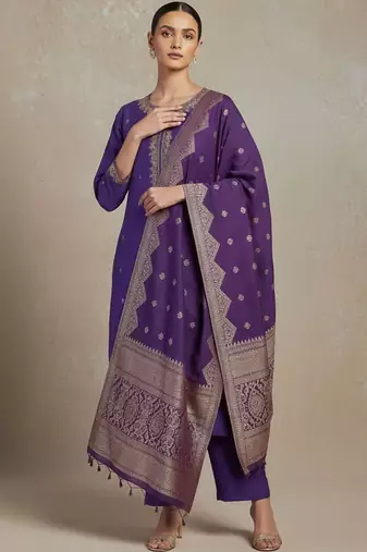 Women Ethnic Motifs Embroidered Regular Beads and Stones Kurta with Trousers & With Dupatta