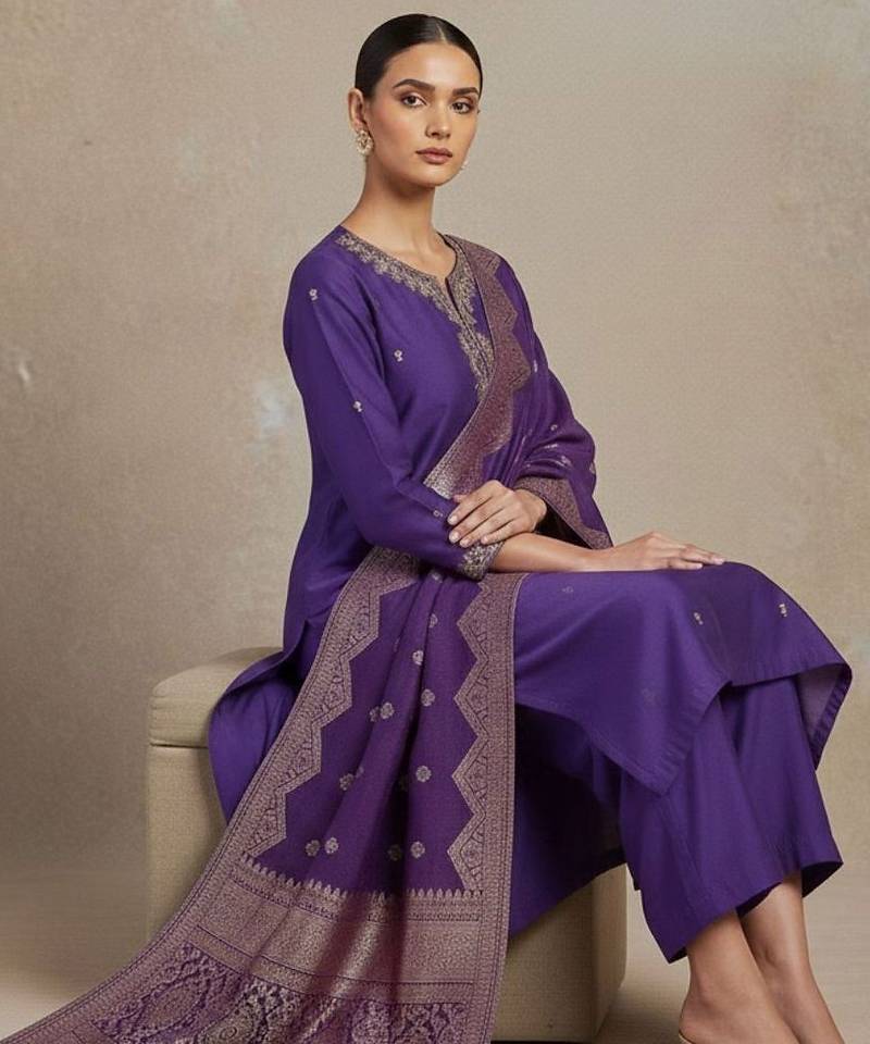 Women Ethnic Motifs Embroidered Regular Beads and Stones Kurta with Trousers & With Dupatta