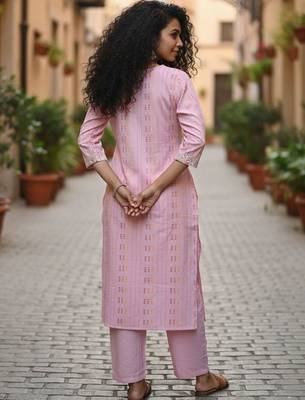 Women Printed Regular Thread Work Kurta with Trousers 2