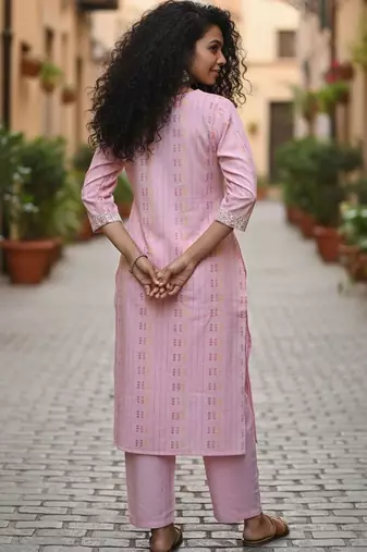 Women Printed Regular Thread Work Kurta with Trousers