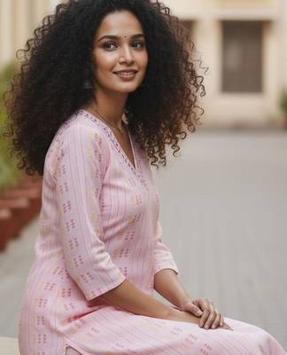Women Printed Regular Thread Work Kurta with Trousers 3