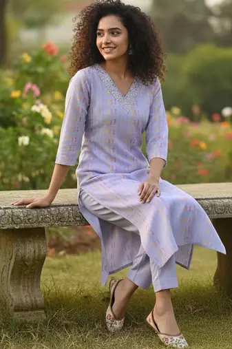 Women Ethnic Motifs Printed Regular Mirror Work Kurta with Trousers