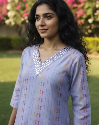 Women Ethnic Motifs Printed Regular Mirror Work Kurta with Trousers 4